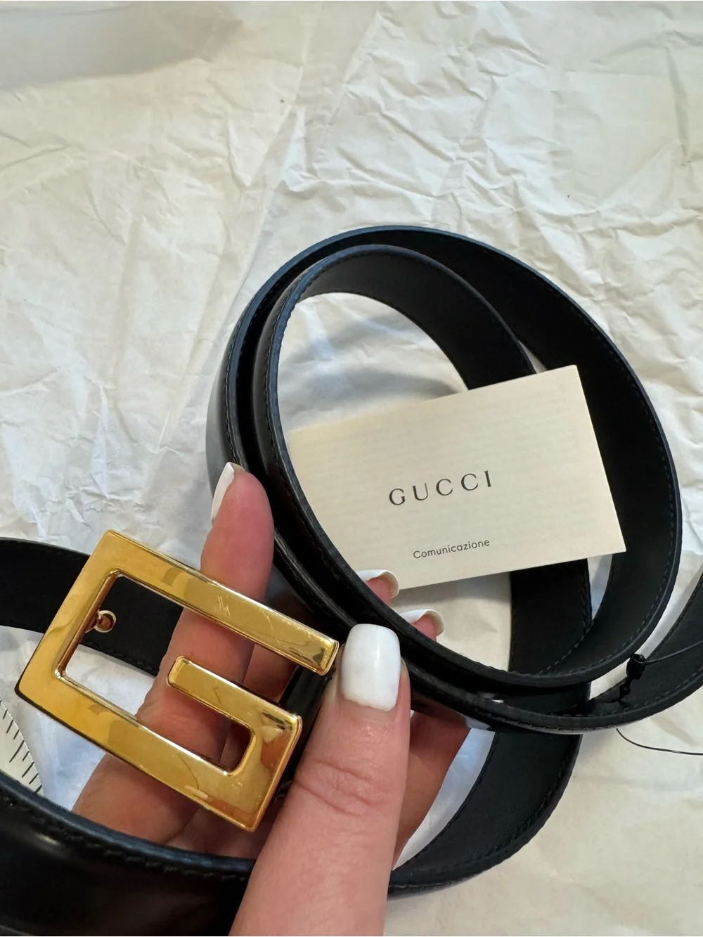 Gucci Black Leather Belt with Gold G Buckle